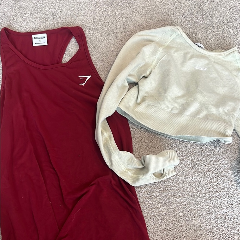 Gymshark Red Tank Top and Cream Crop Top